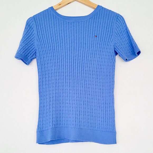 ๐น2/$30๐นTommy Hilfiger ๐ Short Sleeve Cable Knit Sweater in Blue - Picture 2 of 9